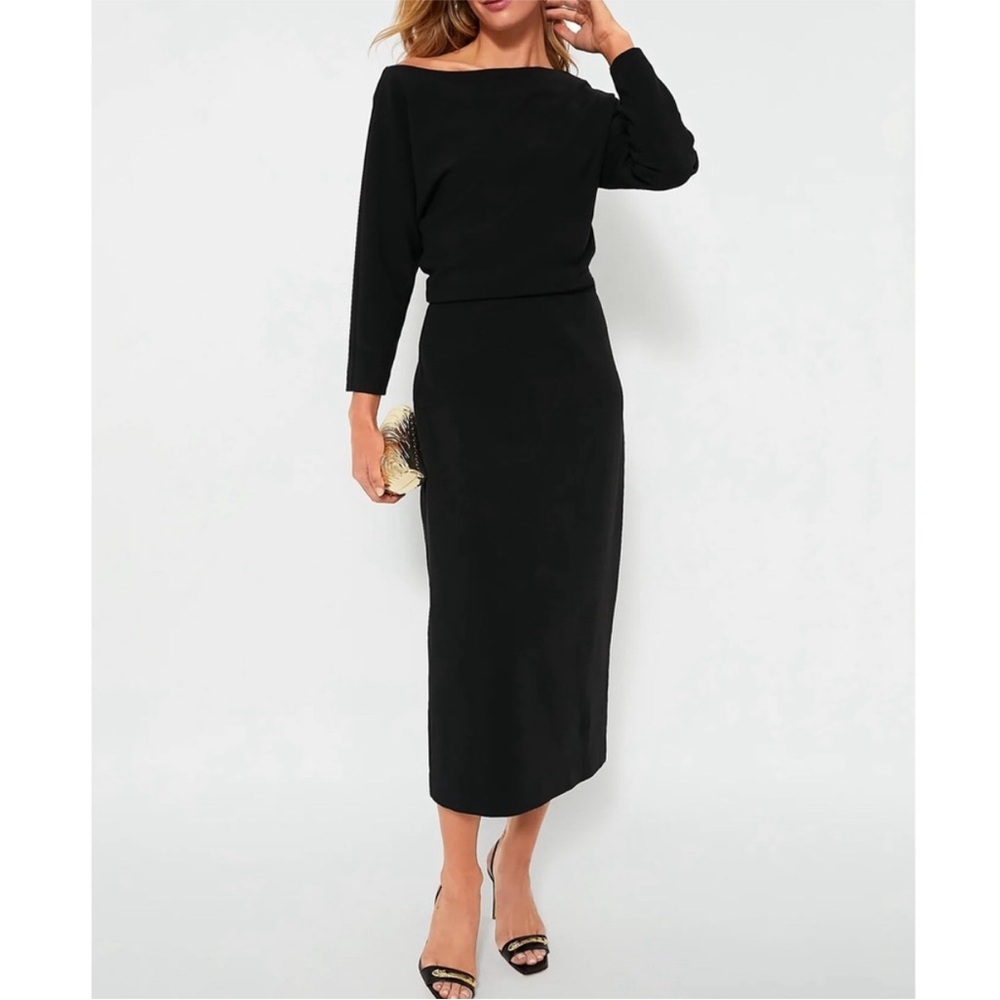 Tuckernuck Esta Dress in Black - Boatneck Midi Dress, Size 4 NWT
